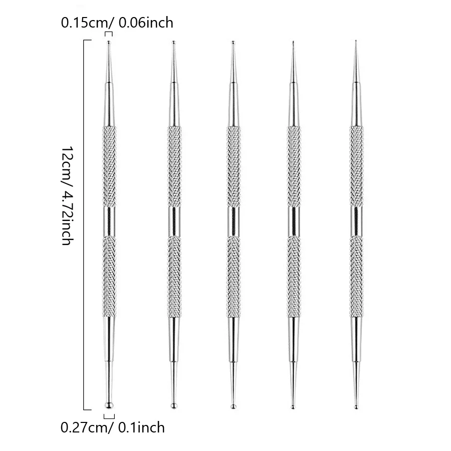 5 قطعة مسمار الفن التنقيط القلم المزدوج نهاية الفولاذ المقاوم للصدأ تصميم اللوحة قطف نقطة الراين كريستال الأحجار الكريمة الاكريليك أدوات مانيكير #6