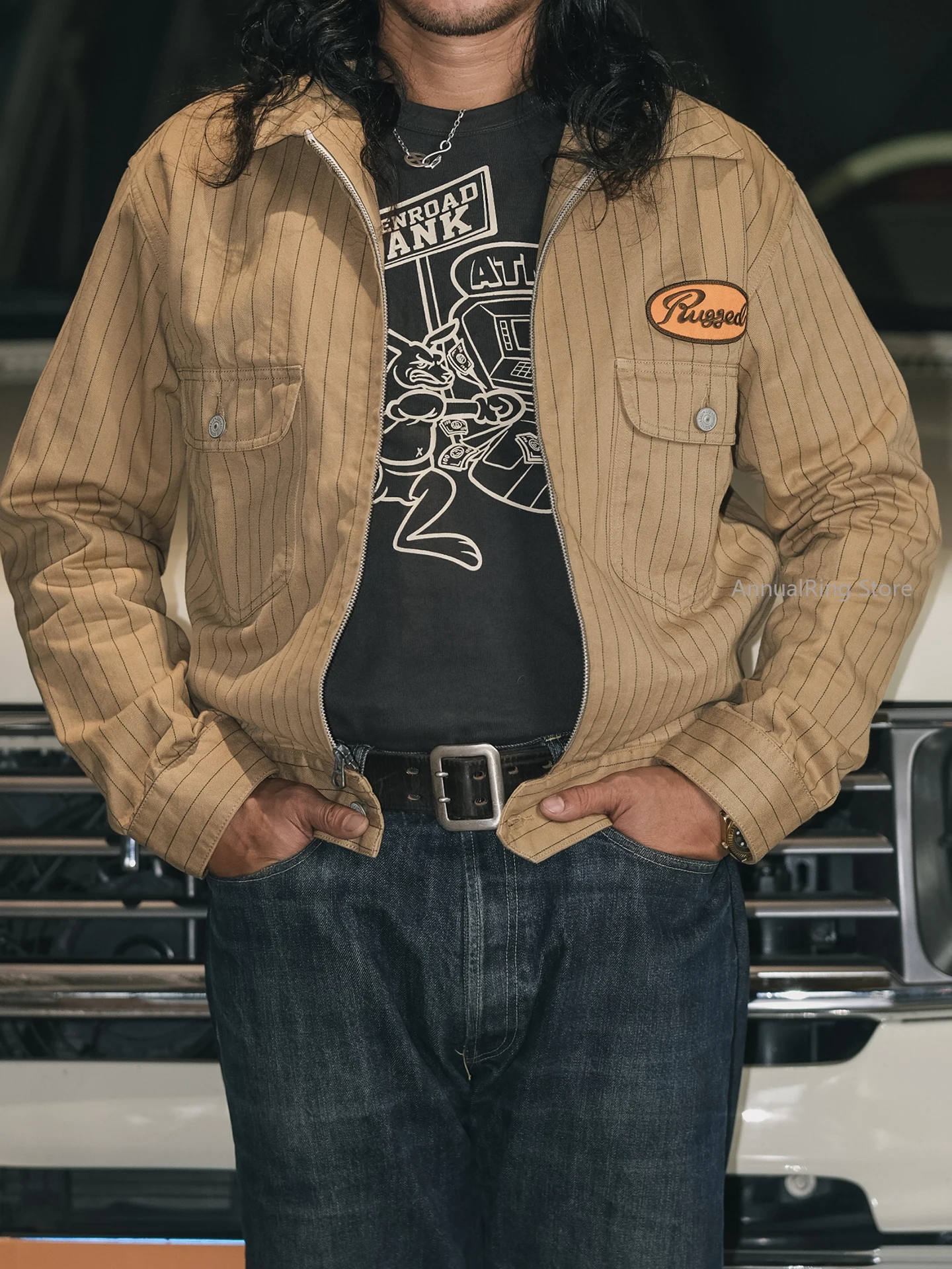 

Rugged Bronson Lot954 Mechanic Stripe Short Vintage Tooling Jacket Motorcycle Jacket