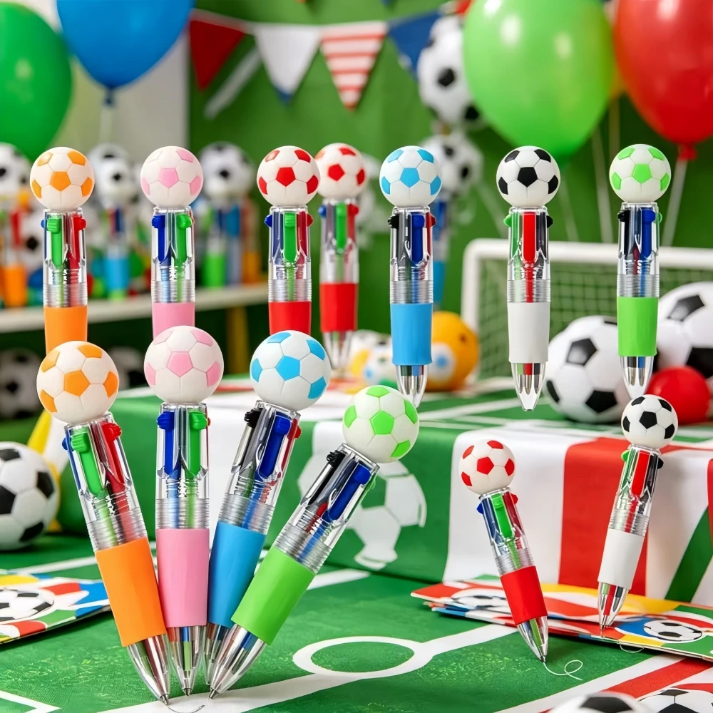 5–50 Stück kreative vierfarbige Stifte mit Fußball-Motiv für Fußballpartys, Karneval, Feiern, Geburtstag, Schulanfang, Vatertagsgeschenk – Detail 6