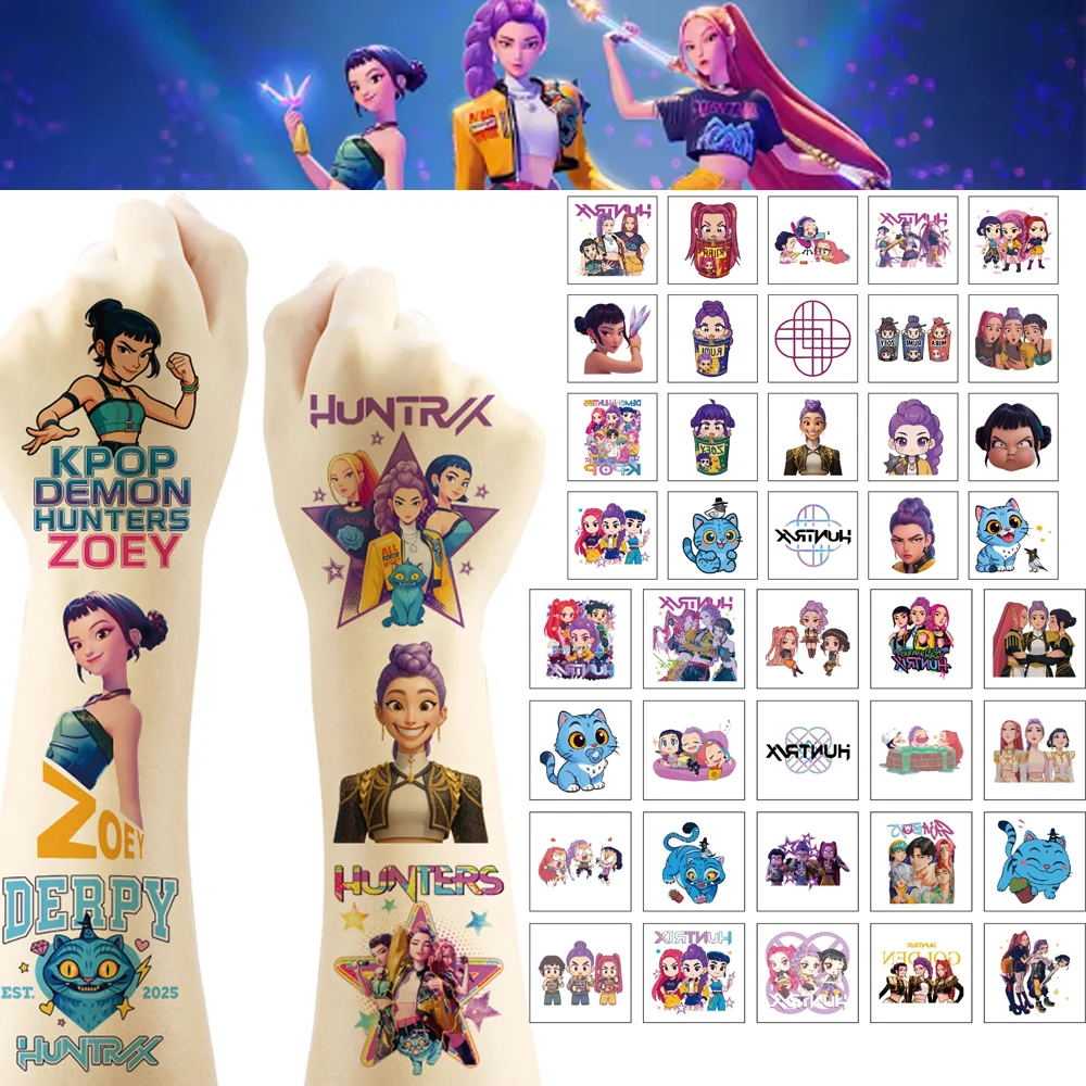 20 قطعة/المجموعة الكرتون Kpop شيطان الصيادين رومي كانغ المؤقتة الوشم ملصق رومي الوشم ملصق شيطان لهدايا الحفلات