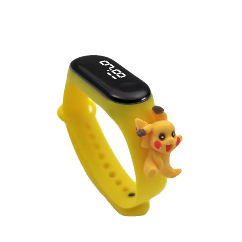 Pokemon Digital Watch Anime Pikachu Squirtle Eevee Charizard Student Silicone LED Watch Kids Puzzle Toys Children Birthday Gifts