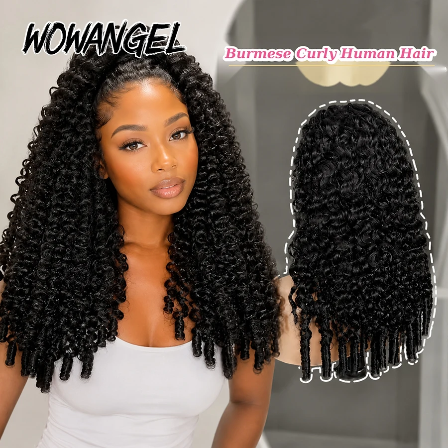 13x6 HD Lace Frontal Perücke aus burmesischem lockigem Echthaar, langer Pferdeschwanz-Stil, vorgezupfter natürlicher Haaransatz, lockige Lace-Front-Perücke – Detail 5