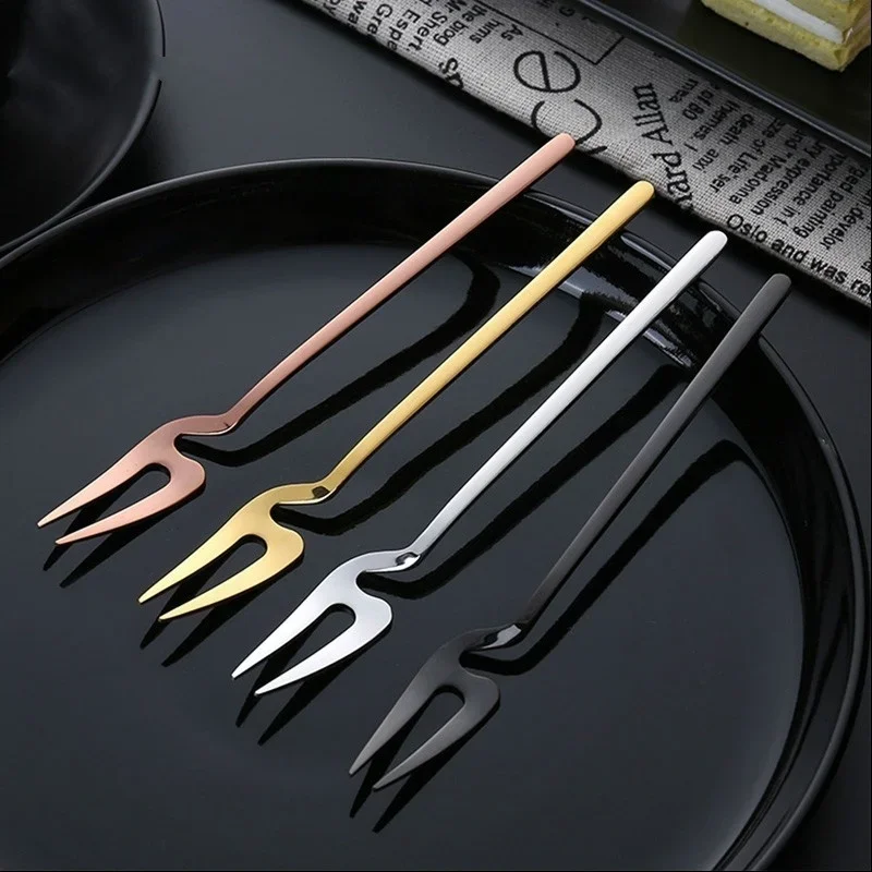 Fourchettes à fruits en acier inoxydable, 1 pièce, fourchettes à cornichon, pour Cocktail, salade, Dessert, gâteau, vaisselle pour Banquet, fête, dîner de fruits de mer, nouveau
