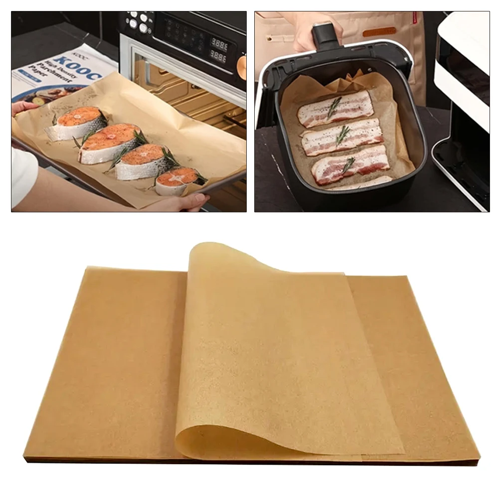 Backpapier, Backpapier für Heißluftfritteusen, quadratisch, hitzebeständig, antihaftbeschichtet, für Heißluftfritteusen, Backpapier für Backofen und Mikrowelle