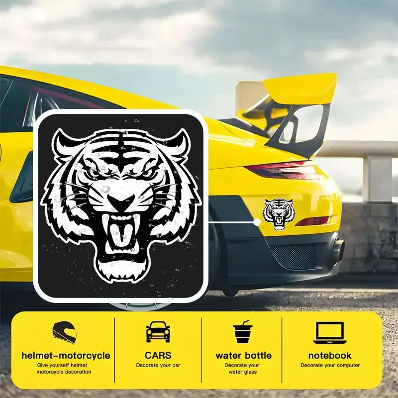 1개입 사나운 호랑이 머리 2D 평면 데칼 - 방수 생생한 스티커 (자동차, 노트북, 휴대폰용) - 야생동물 애호가를 위한 대담한 스타일