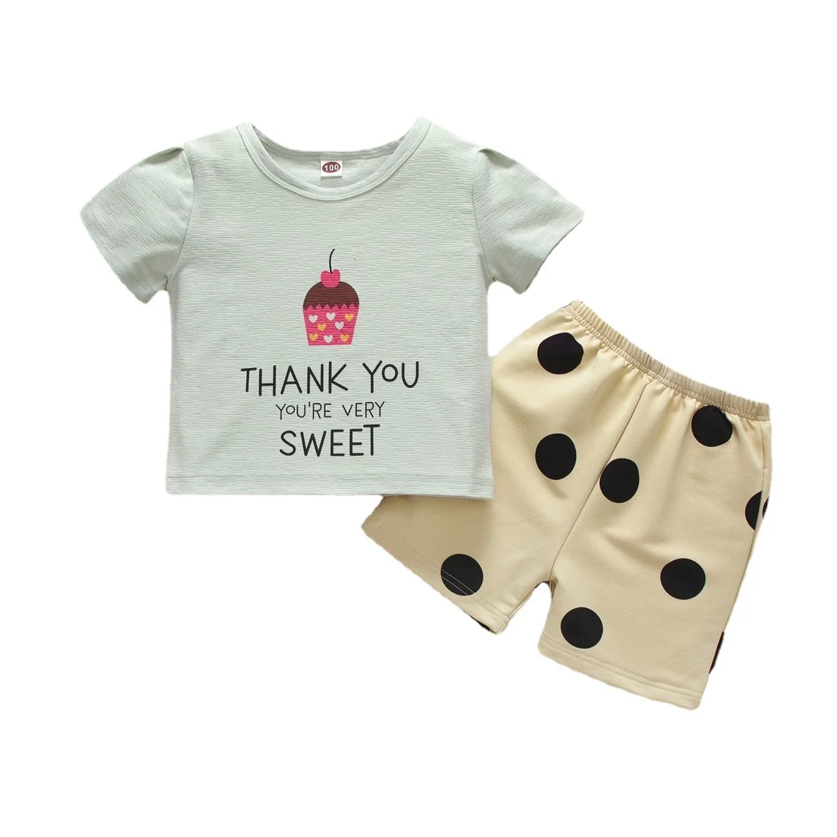 

Baby Girl Clothes Letter T-shirt Pant Polka Dot Summer Korean Cotton Baby Girl Outfits Short Sleeve Girls Clothing Set