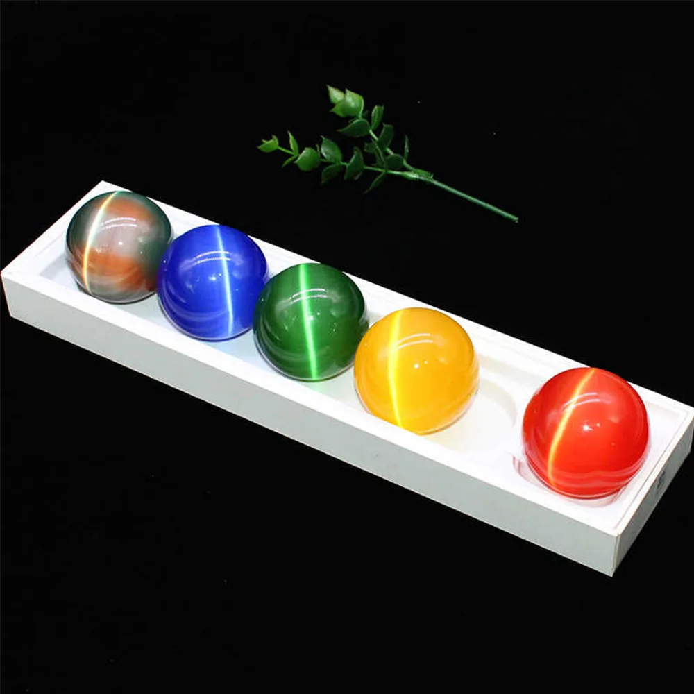 Dia 25mm Crystal Ball Ornament Colorful Cat Eye Stone Home Aquarium Vase Decoration DIY Handicraft Garden Landscaping