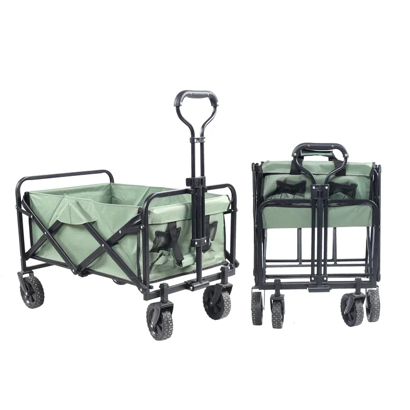 Foldable Picnic Camping Wagon Camping Cart Trail Collapsible Folding Beach Utility Cart Trolley Wagon