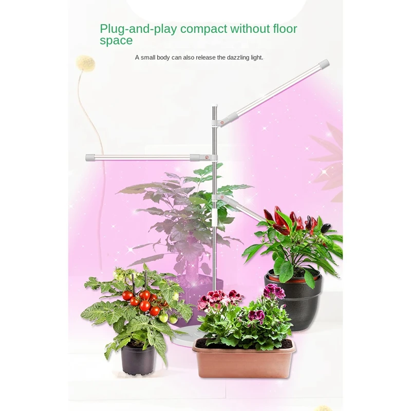 Luz LED de espectro completo para crecimiento de plantas, lámpara regulable de altura ajustable con temporizador para plantas de interior