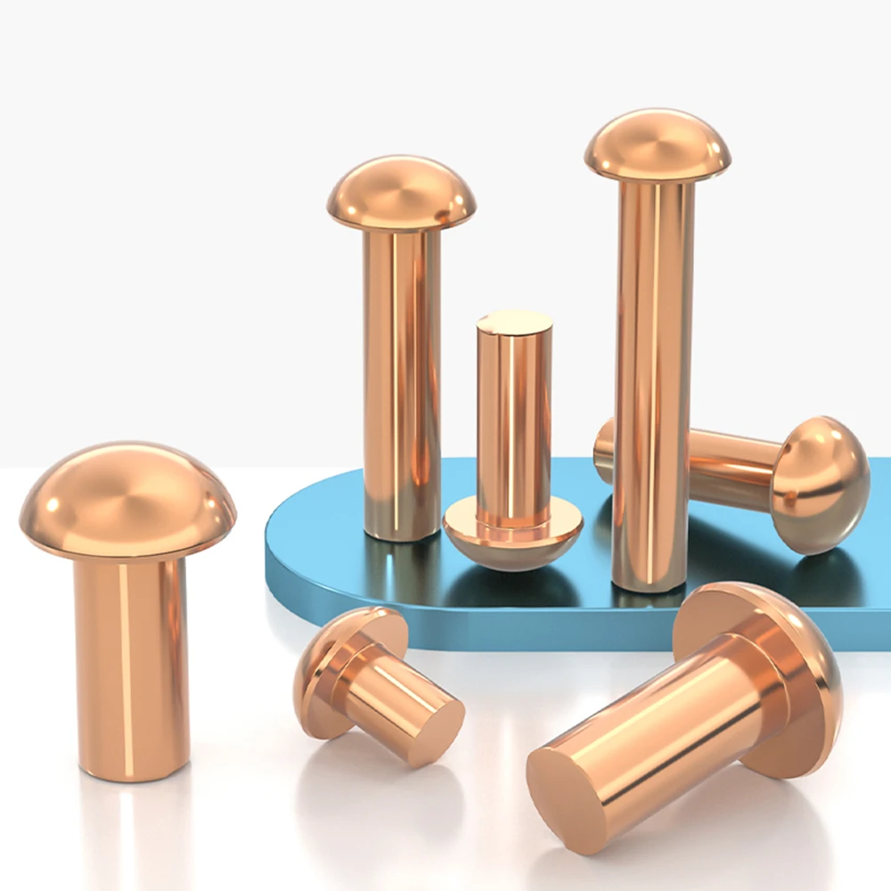 1/2/5/10/20 Pcs Round Head Rivet Solid Copper Round Head Rivet Fastener M4 M5 M6 M8 Length 6/8/12/14/18/20/25/30/35/40/45/50mm