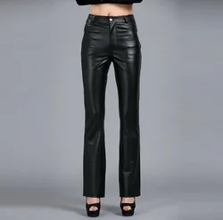 2025 Fashion Women Genuine Leather Sheepskin Trousers Tight Package Hip Casual Pants Leather Suit Pants Singer Costumes