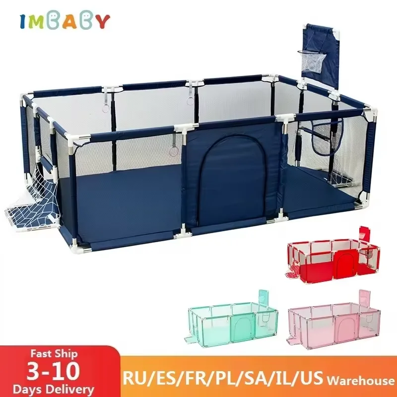 IMBABY Parque infantil para casa 0-6 años con barreras de seguridad - imagen 2