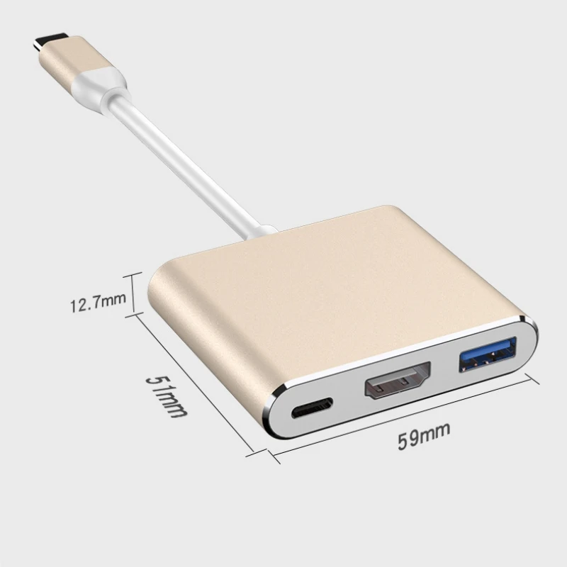 4K HDMI 호환 USB 3.0 포트가 있는 3 in 1 USB-C 허브 Mac Pro/Air Huawei Samsung 노트북용 PD 빠른 충전 도킹 스테이션