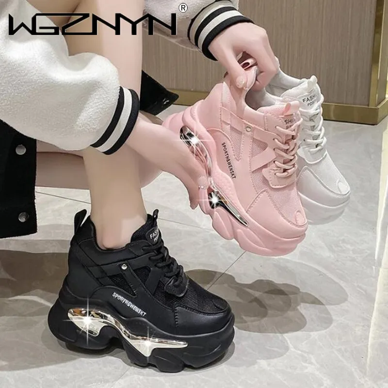 Luxury Women\'s High Platform Chunky Sneakers Woman 2024 Fashion Women Sports Shoes Pink White Sport Sneaker Tennis Elegant Shoes