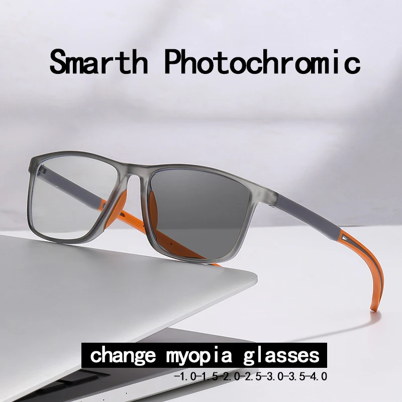 Anti-blue Light Myopia Glasses With Light-sensitive Color-changing Lenses, Suitable For Both Indoor And Outdoor Use.004