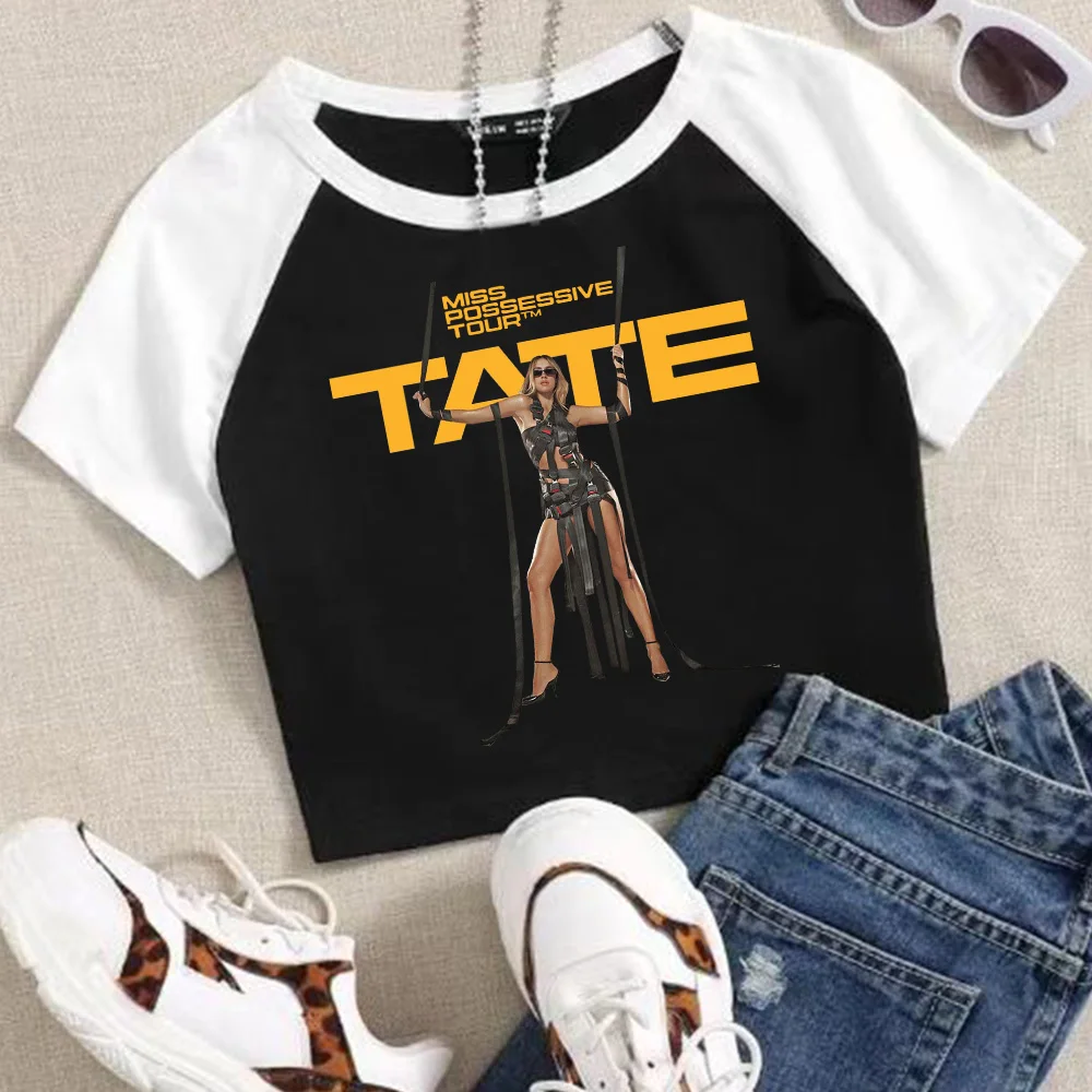 Tate McRae Miss Possessive World Tour 2025 Woman's Crop T-Shirt Girls Fashion O-Neck Short Sleeves Shirts Music Fans Gift