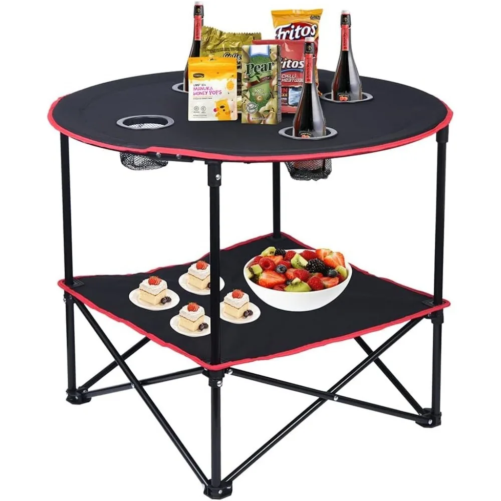 

Camping Tables That Fold Up Lightweight Portable Outdoor Table with 4 Cup Holders and Carrying Bags for Outdoor Picnic