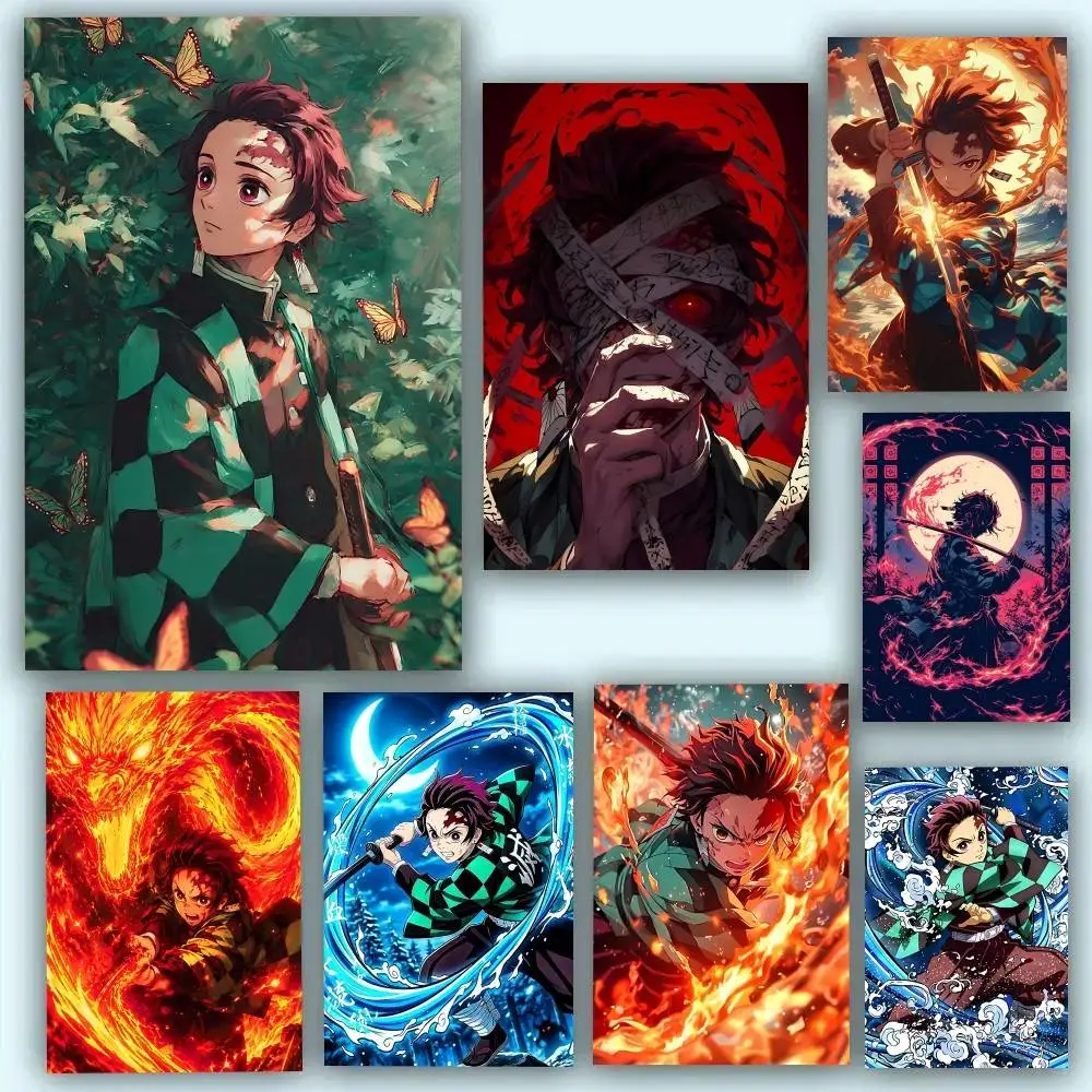 Japanese samurai K-Kamado Tanjiro Posters Self Adhesive Waterproof Ideal For Living Room Bedroom Bar Decoration