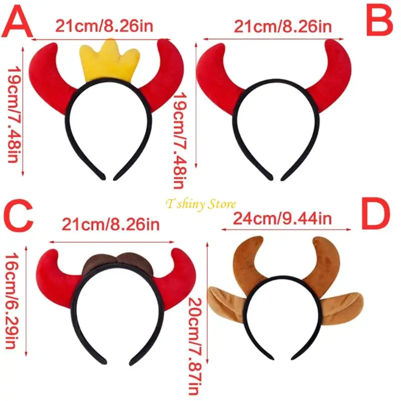 N58F Devil Horns Hairband With Soft Fabric For Halloween Cosplays Comfortable Unisex Headpiece Party Theme Decoration