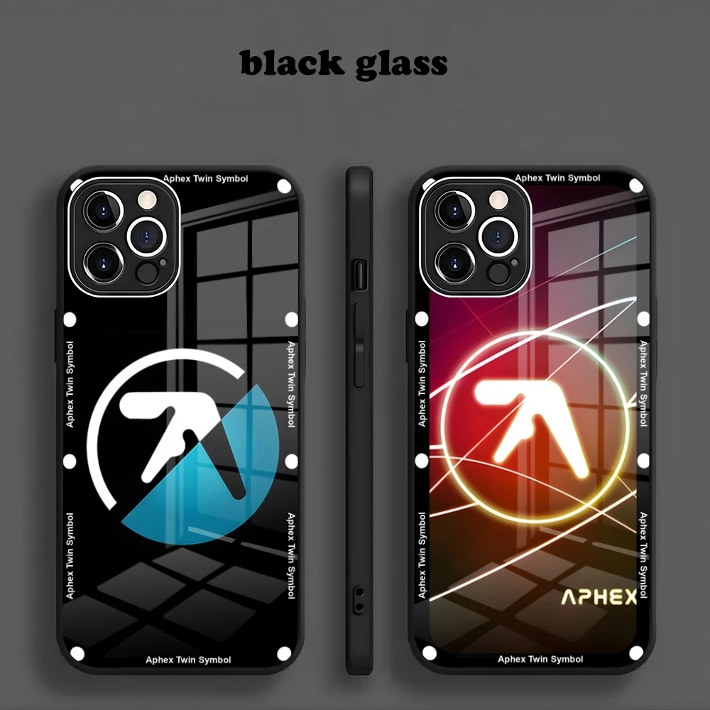 Aphex Twin Symbol Logo phone case new for Iphone 15 14 13 12 11 Pro Max X XS XR 7 8 Plus 2020 SE Metallic Paint Glass