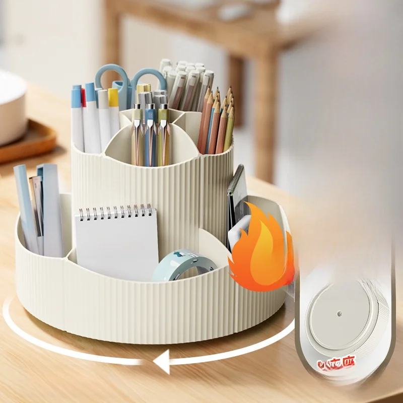 New Upgraded 360 Degree Rotating Pen Holder Large Capacity Stationery Organizer Box for Office Desktop Student Multi-Function...