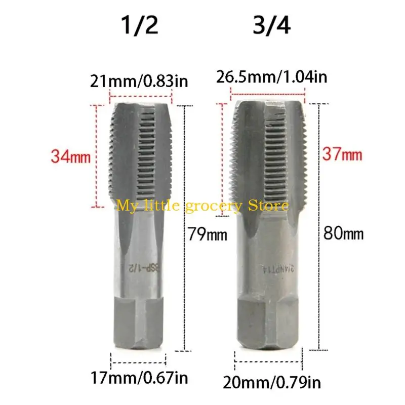D5BD 3pcs 1/2 Inch 3/4 Inch Wire Screw Extractor Broken Water Pipe Thread Repair Tap