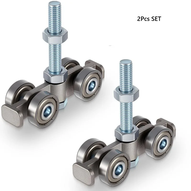 Heavy‑Duty C40 Sliding Door Rail And Pulley Kit, Slide Rail Wheels Suitable For 1‑5/8 Inch Wide Channel Steel Application