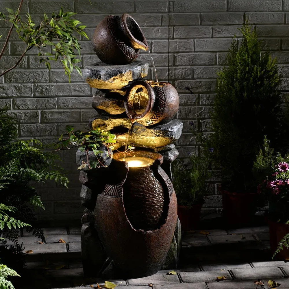 

Outdoor Garden Water Fountain for Garden, Patio, Backyard, Deck, Porch and Home Art Decor, 3 Tiers Modern Cascading Outdoor Foun