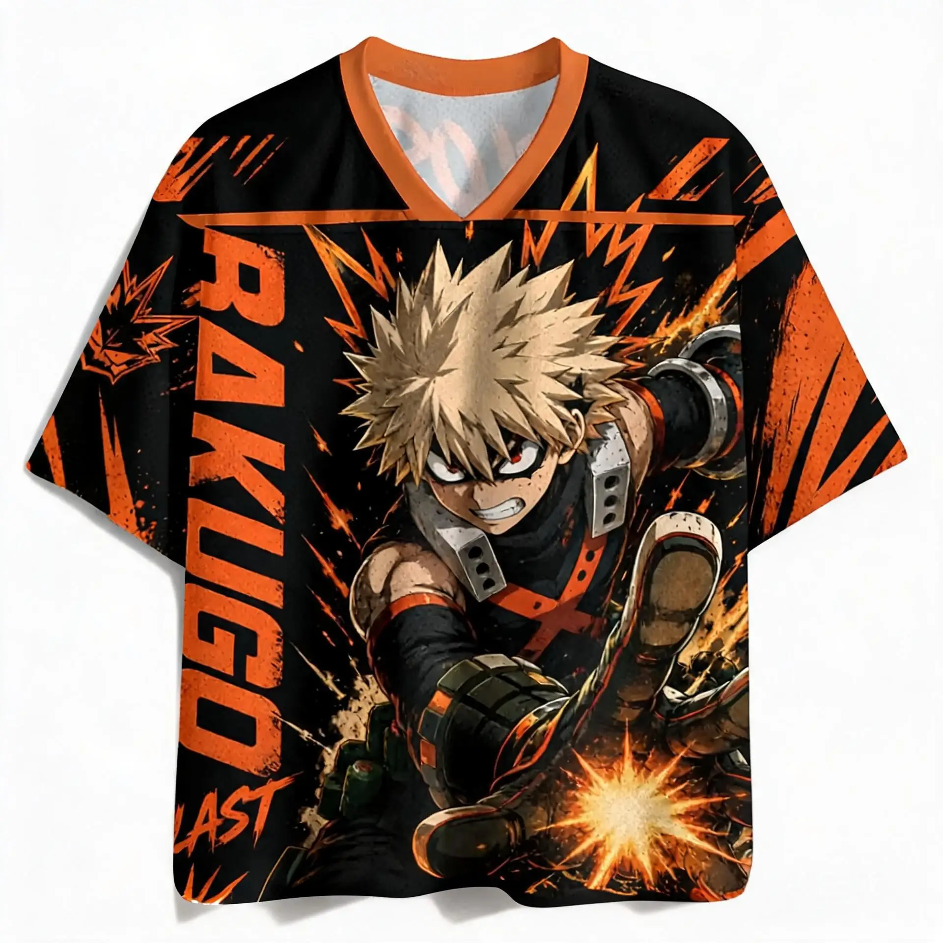 Japanisches Anime „My Hero Academy“-T-Shirt mit 3D-Druck, atmungsaktives, schnelltrocknendes Kurzarm-T-Shirt für den Sommer, Unisex-Modell. – Detail 3