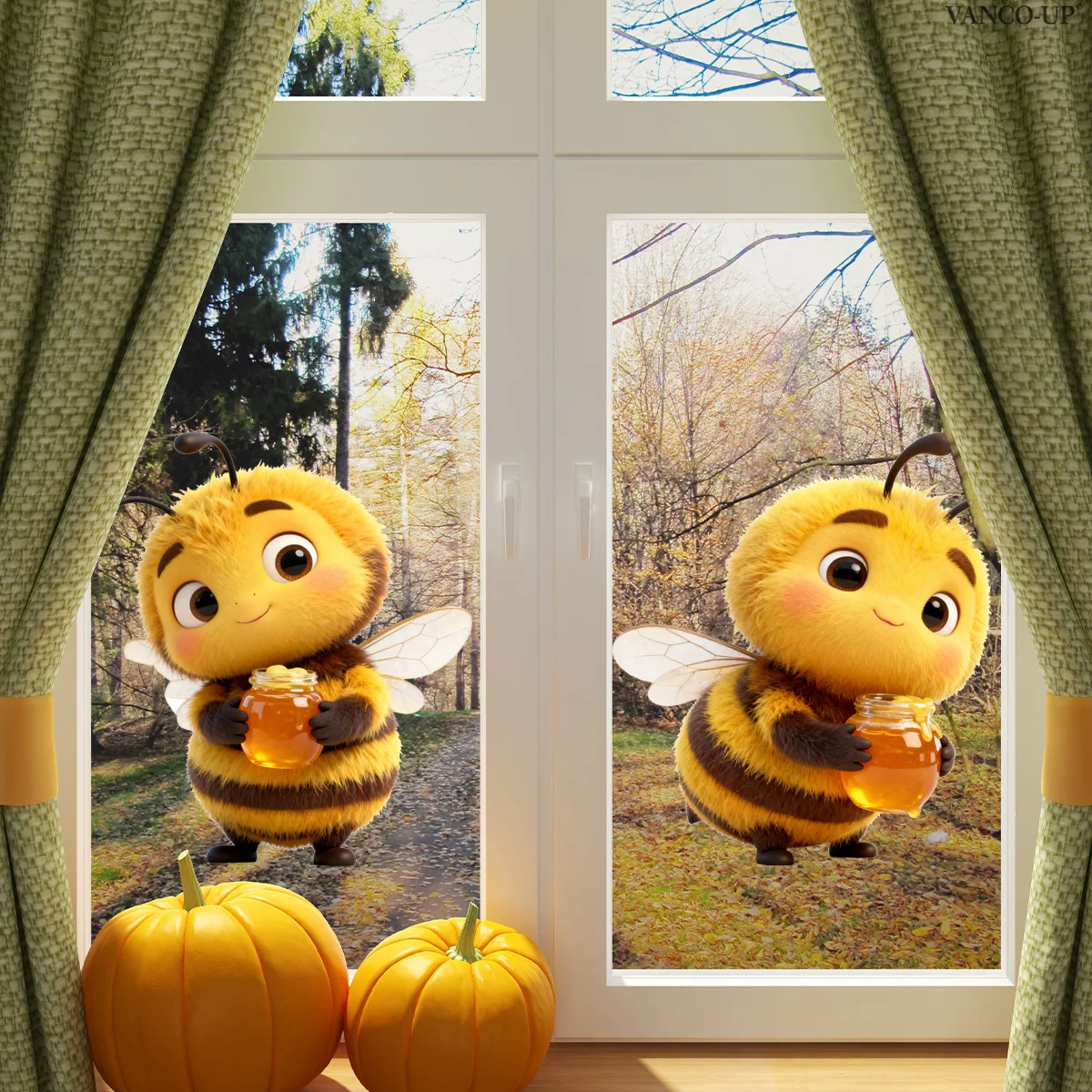 2pcs Bee Theme Wall & Window Decals,Self-Adhesive Decorative Stickers,Suitable for Windows & Doors,Kids Room,Living Room,Balcony