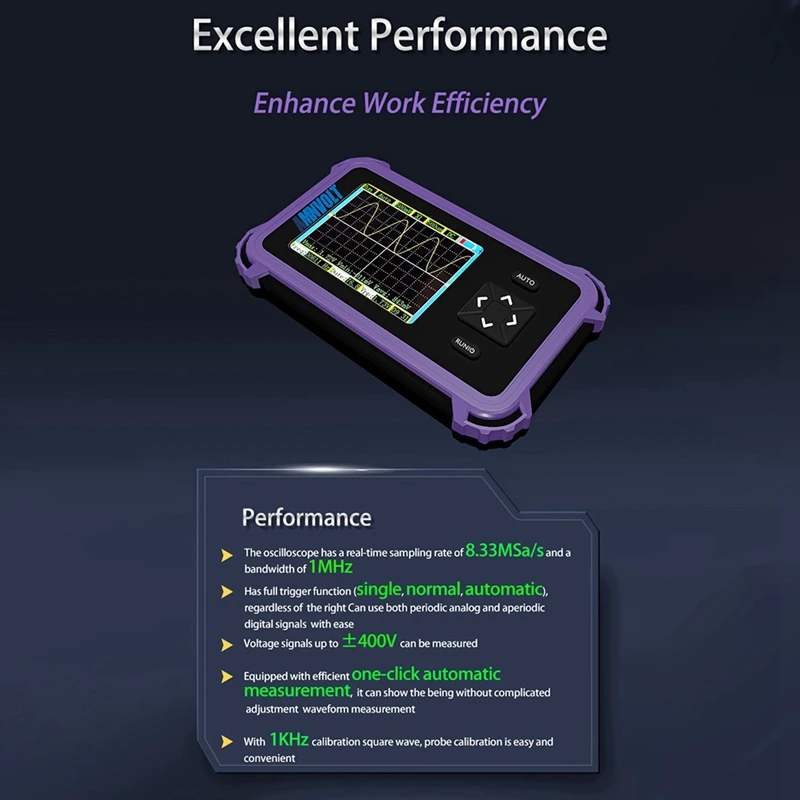 PDS833 Handheld Digital Osciloscope+Probes Kit 2.8Inch Screen 1Mhz Analog Bandwidth 8.33Msa/S 800VPP Digital Osciloscope