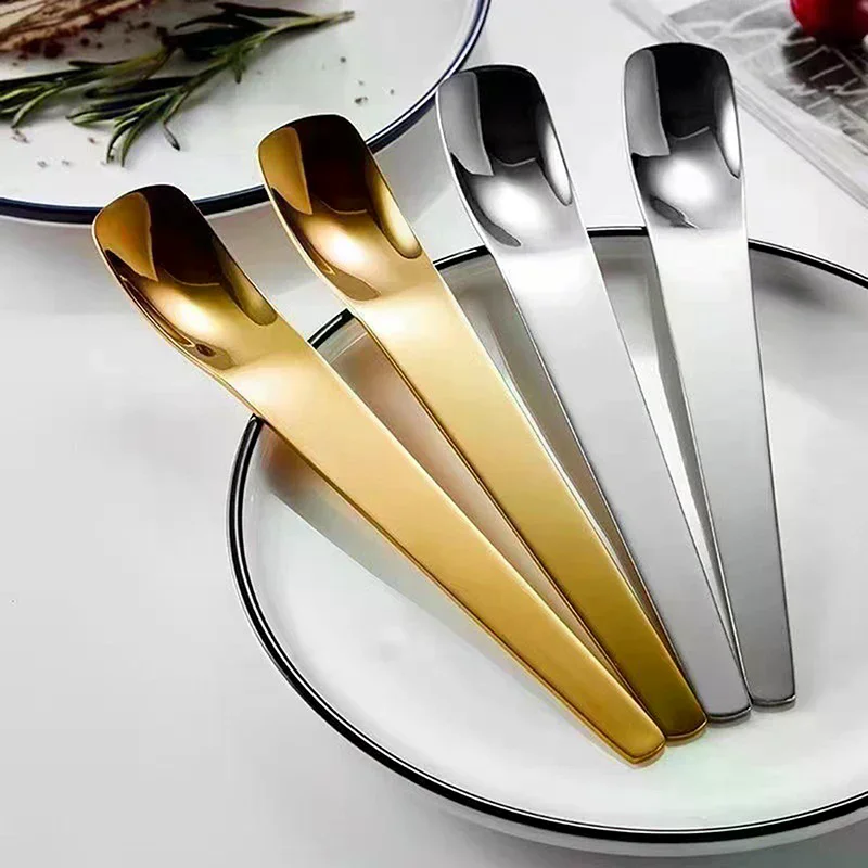 1pcs Flat Coffee Spoon Stainless Steel Coffee Stirrers Tea Spoons Ice Cream Cake Dessert Spoon Bar Kitchen Tableware