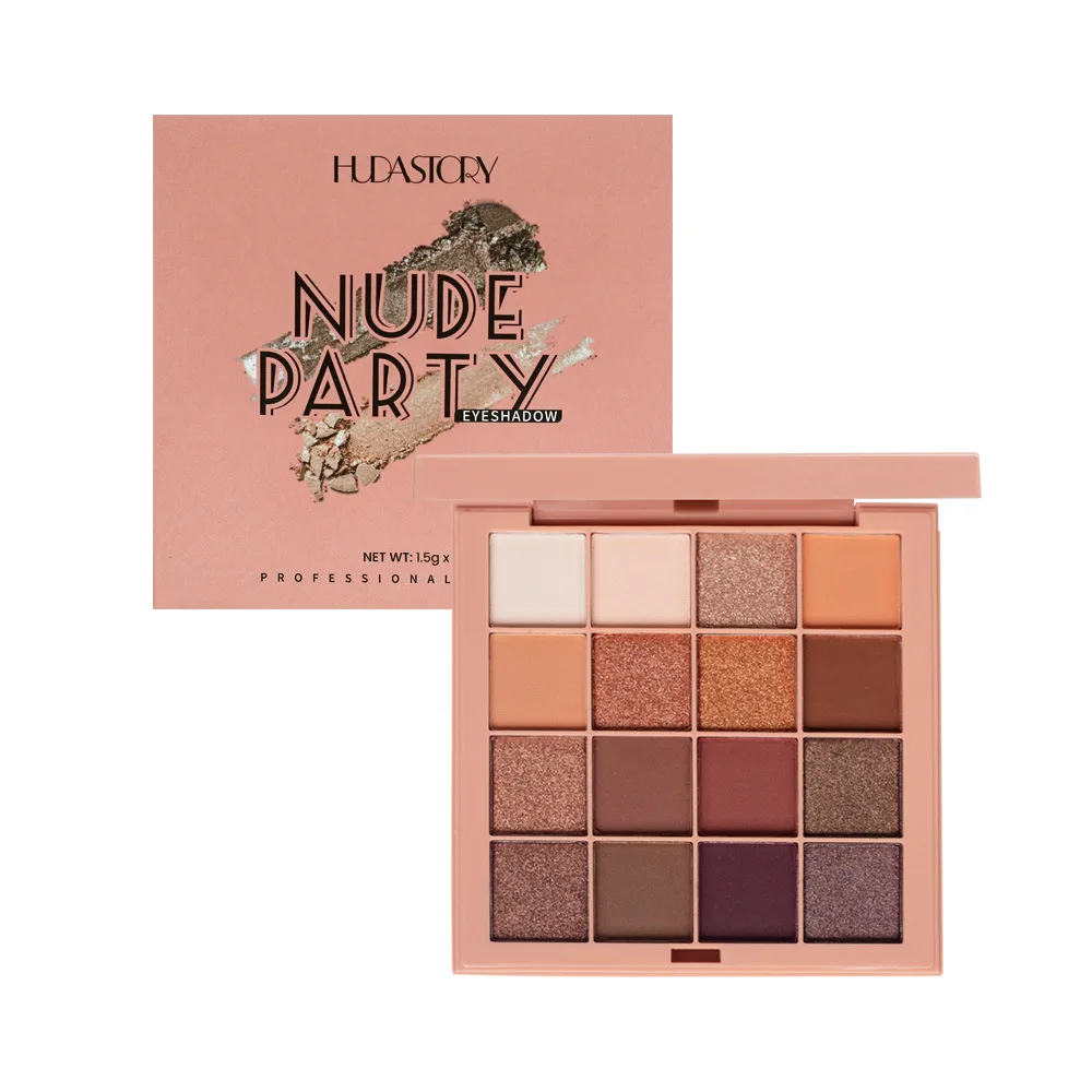 16色アイシャドウパレット、コーヒーブラウン＆ヌードメタリックトーン、マットグリッター＆メタリック仕上げ、スモーキーメイク、パーティー＆ステージ