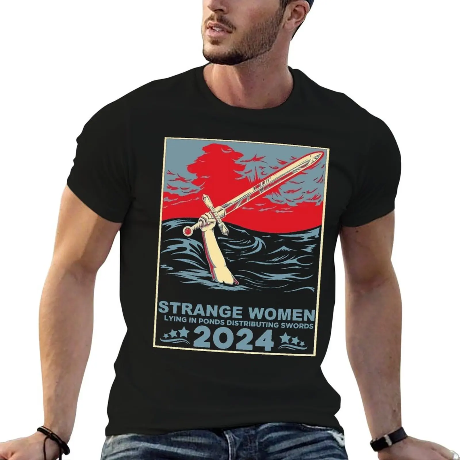 Strange women lying in ponds distributing swords 2024 T-Shirt Utility Work Short Sleeve Top