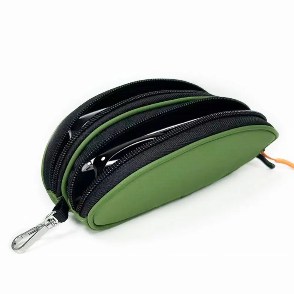 Portable Double-layer Glasses Organizer Large Capacity Cloth Eyewear Storage Bag Anti-lost with Key Ring