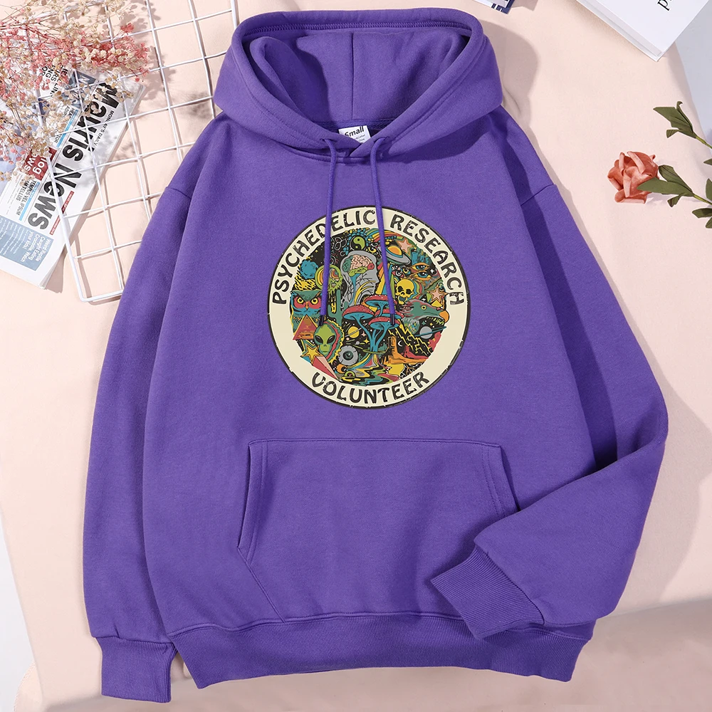 Psychedelic Research Volunteer Colourful Retro Mans Hooded Street Autumn Sweatshirtfashion Sports Pullover Casual Loose Mens Top