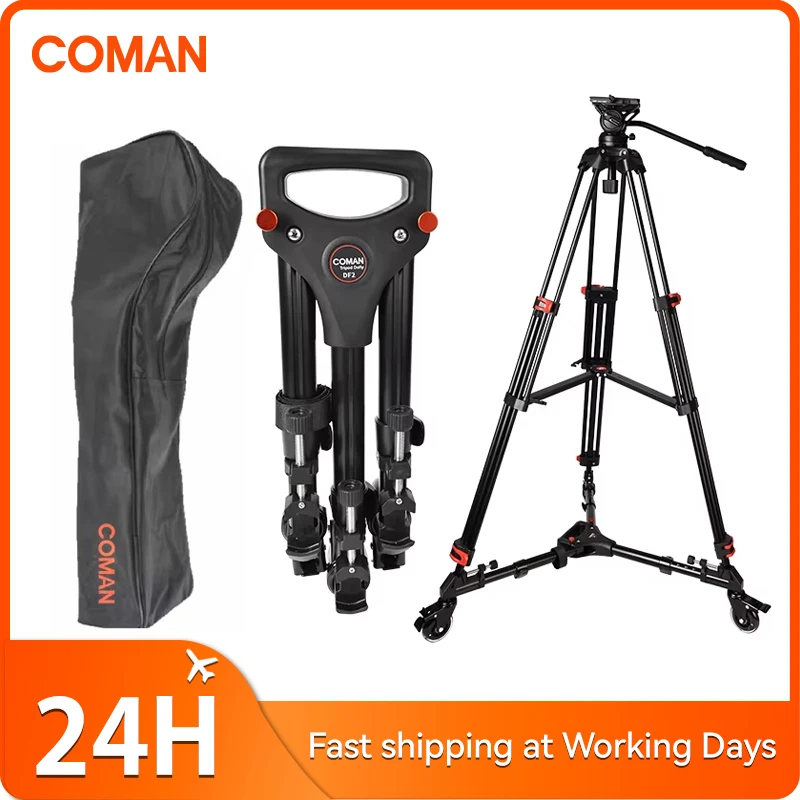 COMAN DF2 Portable Tripod Dolly Quick Moving Tripod Light Stand For Vlog Video Recording Camera Fill Light With Rubber Wheels