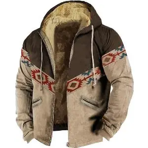 Men's Winter Parkas Long Sleeve Cowboy Print Warm Vintage Jacket for Men/Women Thick Clothing Outerwear