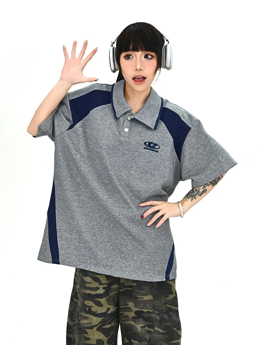 

Новая летняя свободная женская футболка с коротким рукавом, в стиле пэчворк, с цветными блоками, дышащая, комфортная, в уличном стиле