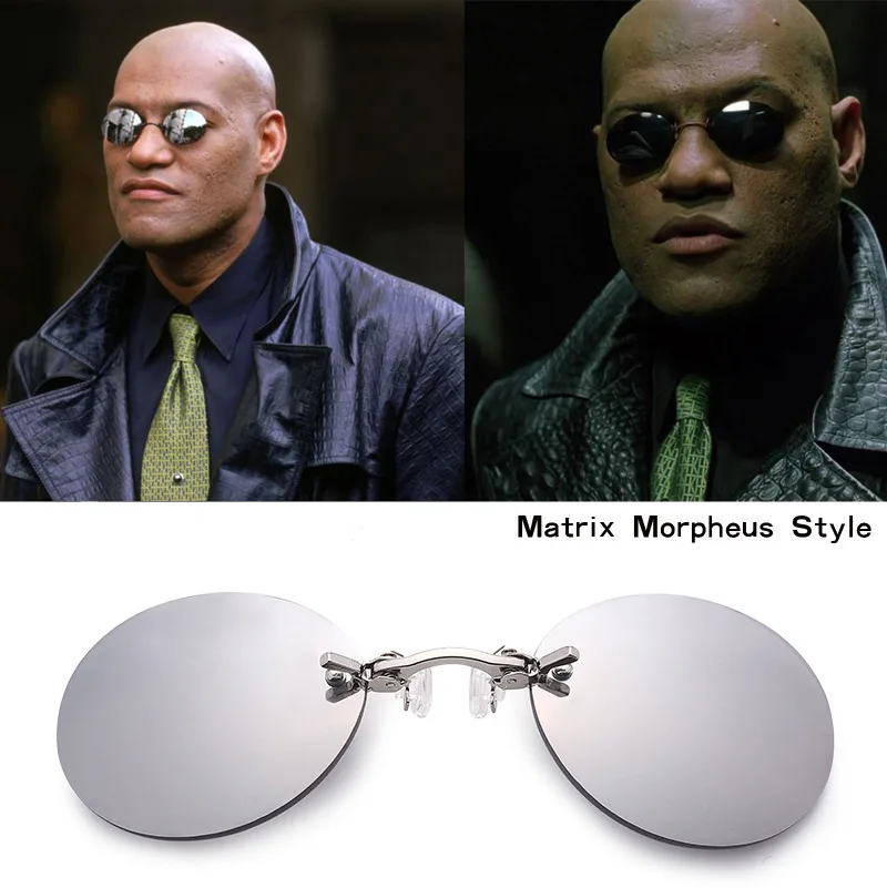 

Round Rimless Matrix Morpheus Sunglasses Clip On Nose Glasses Mini Frameless Vintage Men Eyeglasses UV400