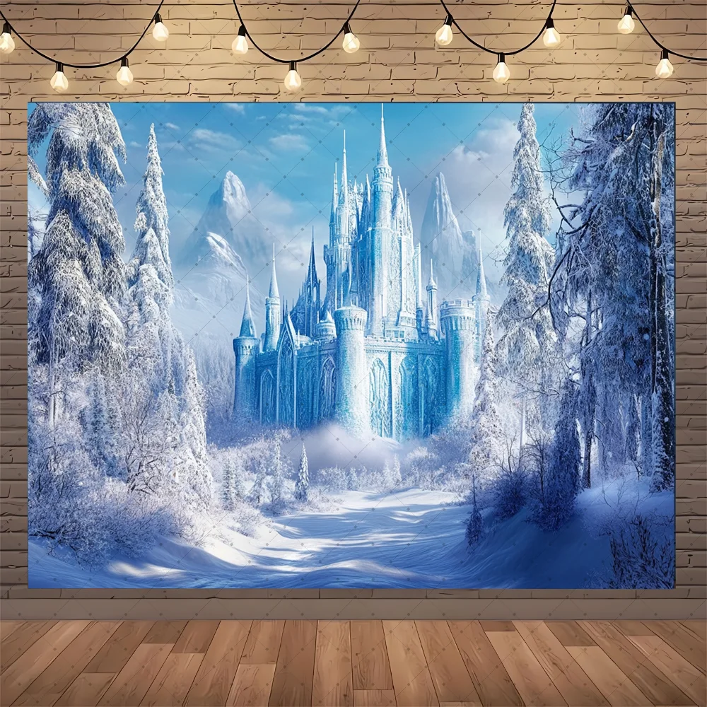 Winter Frozen Party Supplies Background Decoration Frozen Snow Flower Photography Banner Winter Wonderland Snow Background
