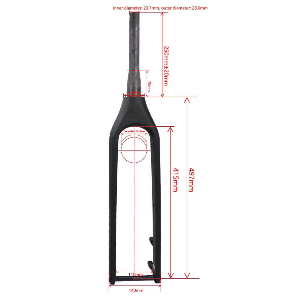 Carbon fiber mountain bike front fork boost barrel shaft 15 * 110mm off-road hard fork disc brake wiring