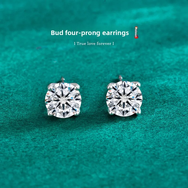 

Серьги с муассанитом 1CT*2 D-цвета, в форме бутона, с четырьмя крапанами, из серебра S925 с платиновым покрытием, изысканные ювелирные украшения для женщин