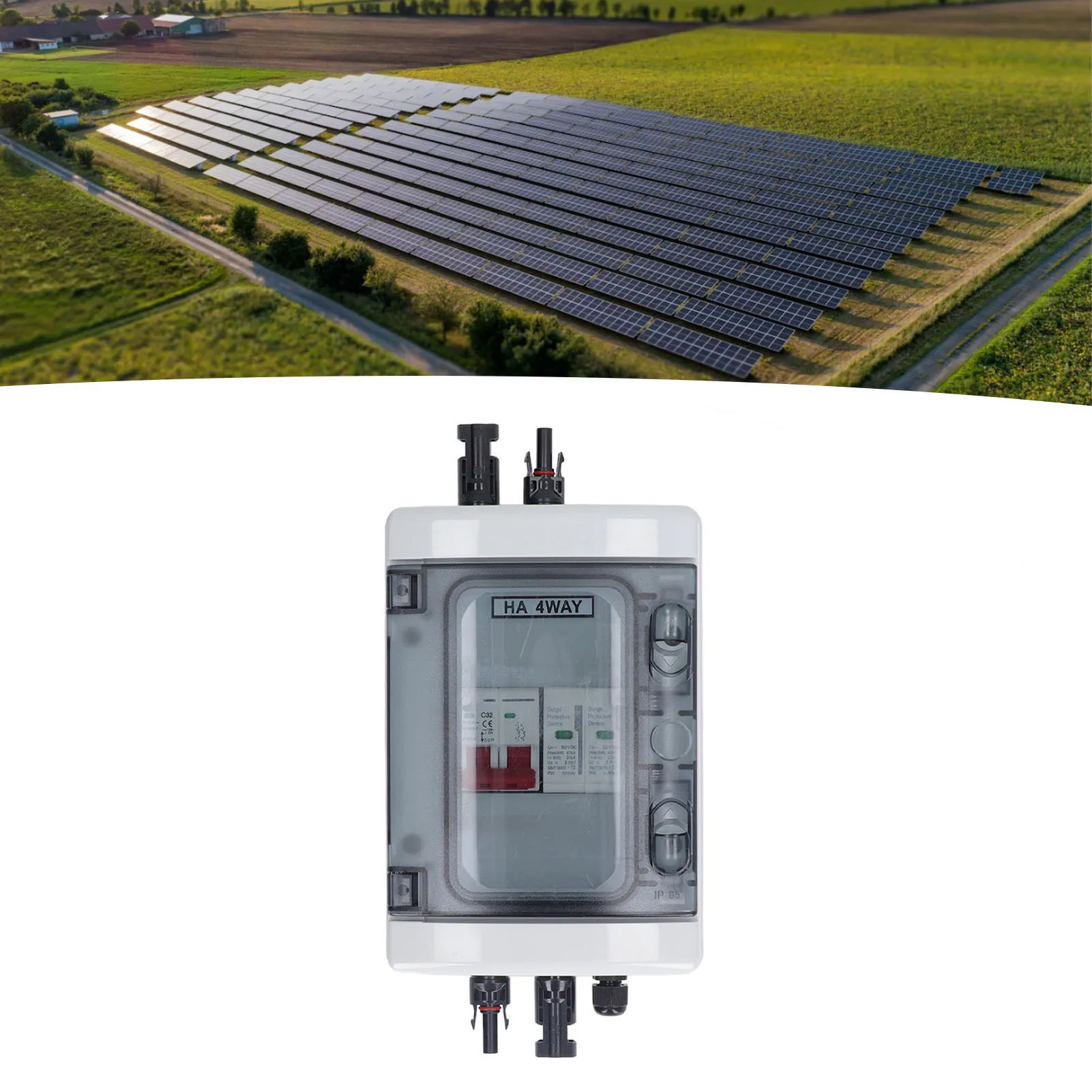 PV Combiner Box IP65 Waterproof Solar Photovoltaic Combiner Box with DC500V 32A Circuit Breaker  Protector PV Combiner Box