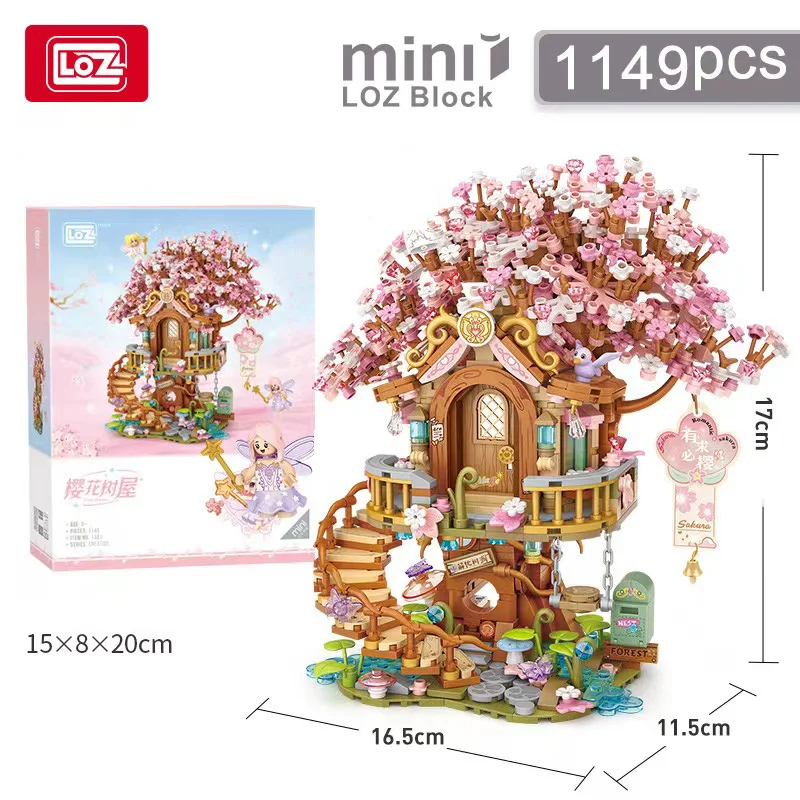 LOZ-1381 Cherry Blossom Tree House Doll DIY house 3D creative model assembly girls and children building blocks toy gift