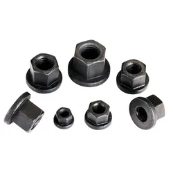 1Pcs 5Pcs 10Pcs Black Flanged Nuts Carbon steel M6 M8 M10 M12 M14 M16 M18 M20 M22 M24 Hex With Collar Nuts High Steel DIN6331 AC