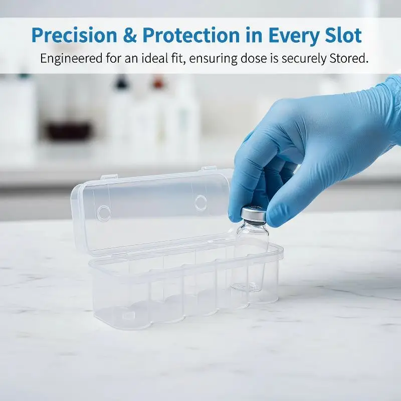 NEW Clear Plastic Microtube Vial Storage Box 10-Slot Stackable Freezer Tube Case for 10mL Cryo Vials Lab Specimen Organizer 5Pcs