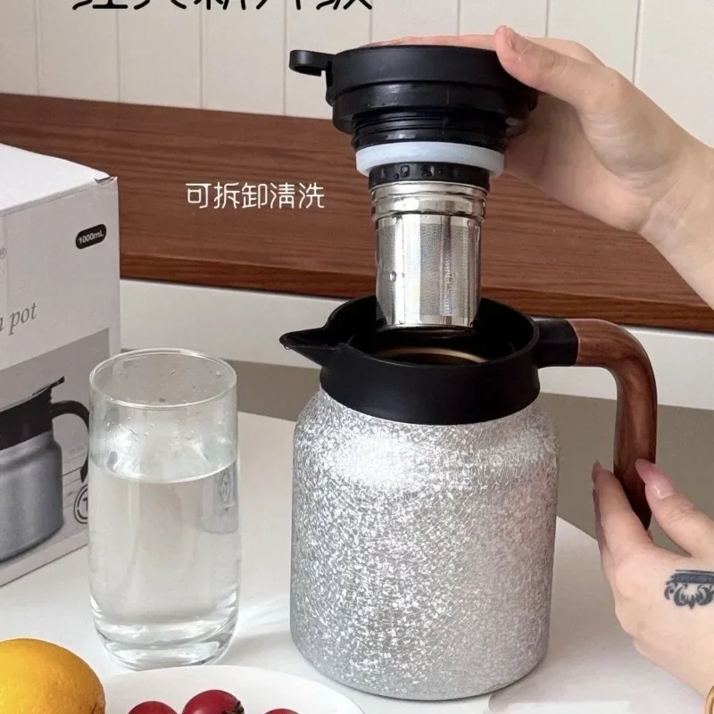 1000ML Teapot Home Office Stainless Steel Insulated Teapot Intelligent Temperature Display Large Capacity Tea Separation Pot