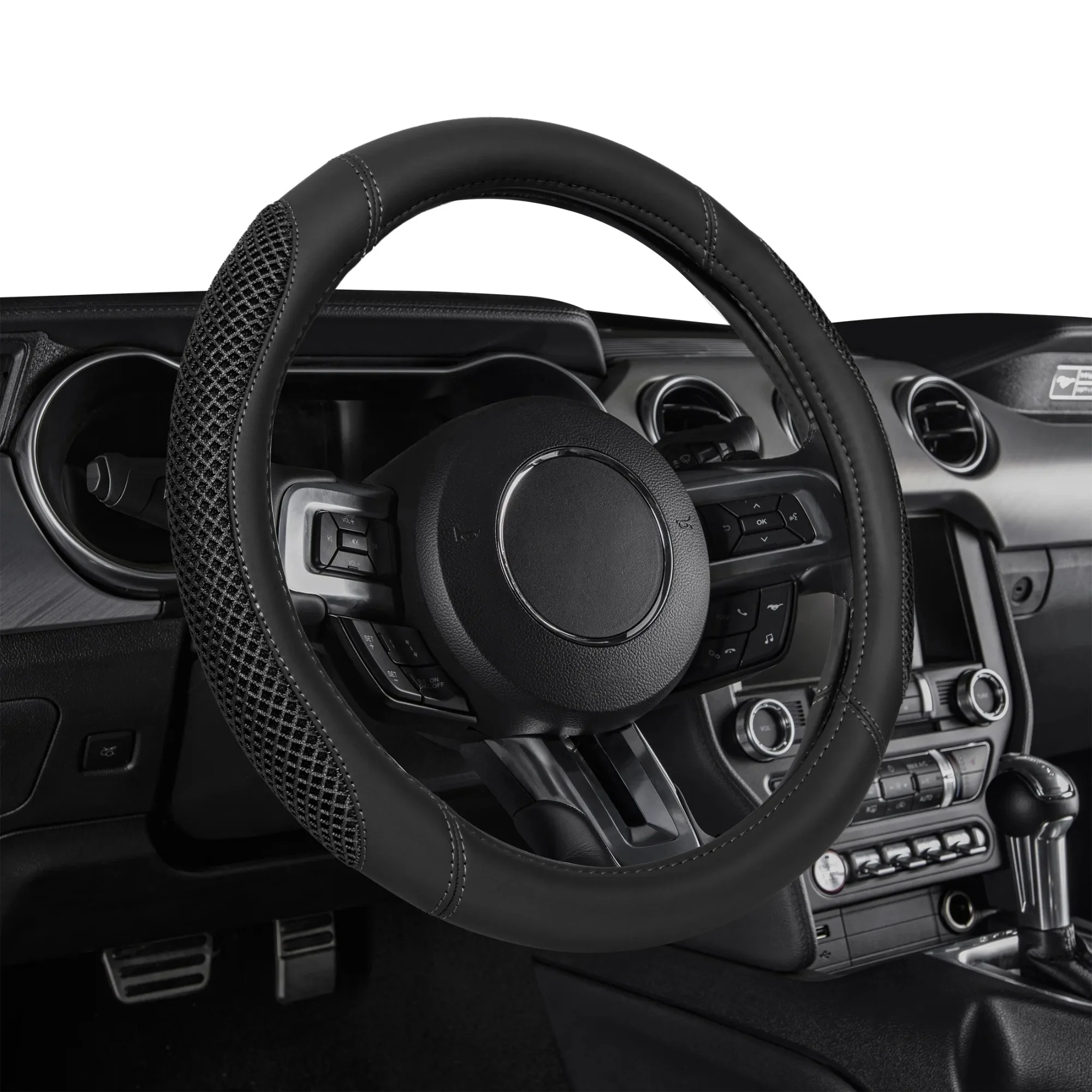 

Черная 3D-сетка Auto Drive, универсальный чехол на руль, чехол на руль из искусственной кожи, автомобильные аксессуары