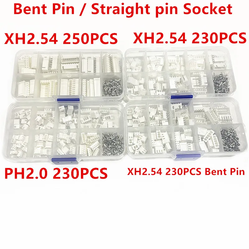 230/250PCS XH2.54 PH2.0 2P 3P 4P 5P 6P 7P 8P 9P 10Pin 2.54mm 2.0mm Pitch Terminal Kit Housing Pin Header JST Connector